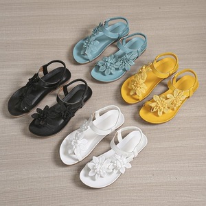 Women Floral Lace Clip Toe Flat <b>Sandals</b> <b>Elastic</b> Ankle Strap Soft Insole Non Slip Sole Summer Beach Daily Walking Casual Shoes - Product Image 1