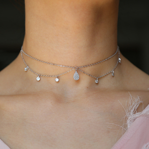 Promotion 2023 Fashion <strong>Thin</strong> <strong>Chain</strong> Dainty Cz Drop Pear Dangle Charm Double Layer Women <strong>Necklace</strong> - Product Image 5