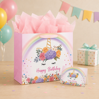 Set Tas Kado Kertas Ulang Tahun Unicorn Mewah dengan Kartu Ucapan, Kertas Tisu, dan Pegangan Pita untuk Kemasan Kado Ulang Tahun