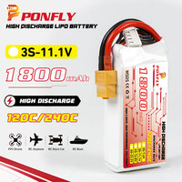Batterie Lipo FPV PONFLY 11.1V 1800mAh 3S 120C 240C Prise XT60 4S 6S Batterie RC pour Quadricoptère Drone Hélicoptère Voiture Avion