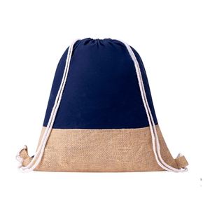 Promotional Custom Logo Eco-friendly Sustainable Classic Handmade Cotton Jute <b>Drawstring</b> <b>Backpack</b> Bag Sports Gym Fitness Use - Product Image 2