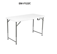 Table pliante moderne légère en HDPE de 4 pieds, hauteur réglable, empilable, pour événements extérieurs, banquets, usage commercial