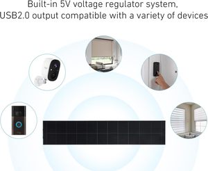Petits panneaux solaires haute efficacité 15,7x3,1 pouces 5V/5W avec chargeur USB intégré et système de stabilisation de tension pour stores motorisés - Product Image 6