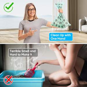 Pala de arena para gatos Tpe integrada, herramienta de limpieza de inodoro para gatos domésticos, eliminación de residuos de mascotas, basura con deflector con bolsa para caca - Product Image 3