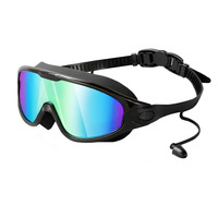 Gafas de natación antiniebla HD para adultos, gafas de protección UV de silicona con marco grande, gafas de natación galvanizadas