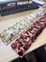 Règle transparente personnalisée 2-en-1 pour tuiles de mahjong, motif marbre Ivy festonné / marbre Bordeaux festonné, en acrylique, avec pousseur de mahjong américain