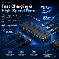 Base de Conexión USB-C 8 en 1 con Doble Salida 4K+60Hz +1080P VGA, 2.0 100W PD, 3x5Gbps USB3.0, Audio/Micrófono de 3.5mm, Carcasa de Aluminio