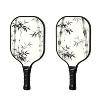 Raquette de pickleball en fibre de verre à motif de peinture à l'encre, noyau en nid d'abeille PP, haute qualité, pour entraînement et divertissement, conception artistique OEM, vente en gros
