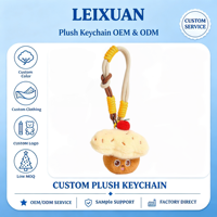 Porte-clés en peluche douce en forme de cupcake dessert avec grands yeux brodés et sangle en corde tressée, jouet en peluche amusant en forme de nourriture, accessoire de sac