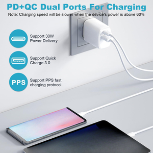 อะแดปเตอร์แหล่งจ่ายไฟฟ้าปลั๊ก EU มาตรฐาน CE อะแดปเตอร์สำหรับ<span class=keywords><strong>โทรศัพท์</strong></span>มือถือสองพอร์ตที่ชาร์จเร็วชนิด C 30W - Product Image 5