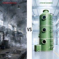 Colonne de filtration en fibre de verre (FRP) avec éliminateur de brume par pulvérisation pour le traitement des odeurs de COV et des gaz chimiques, épurateur humide industriel