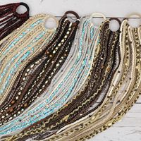 Extension per Coda di Cavallo Boho da 24 Pollici Intrecciata a Mano con Perline Dreadlock e Elastico per Capelli, Leggera, per Cosplay