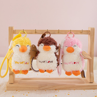 Porte-clés en peluche 3D super doux et mignon, respectueux de la peau, avec corde tressée et anneau métallique pour sac ou téléphone