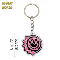 Porte-clés Rose Grunge Smile, Smiley XX-Eye audacieux avec design flèche et engrenage, Breloque en acrylique transparent pour clés, sacs, sacs à dos