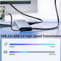 Venta al por mayor 11-en-1 USB3.0 para concentrador HDMI con Carga rápida RJ45 100M SD TF AUDIO3.5mm 4K VGA para 11 1 Hub