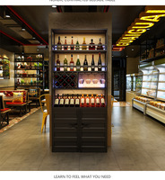 Porte-vin multifonctionnel de style industriel en fer avec finition peinture laquée pour restaurant, cave à vin, bar, café - Vitrine à vin rouge