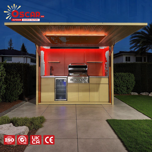 Îlot de cuisine modulaire de luxe en acier inoxydable pour l'extérieur, barbecue, patio, jardin, cuisine extérieure - Product Image 1