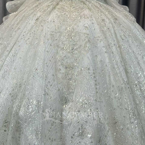 Lscm81 Princess Ball Gown <b>Wedding</b> Dress Beaded Lace With Crystal Luxury Bridal Gown Sweep Train Jancember - Product Image 6