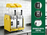 Machine à Granita Double Cuve 890W, Machine à Glace Pilée, Machine à Smoothies Professionnelle
