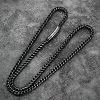 Collier chaîne Hip Hop en acier inoxydable noir et argent, chaîne à maillons tressés, bijoux unisexe punk pour rappeur, cadeau