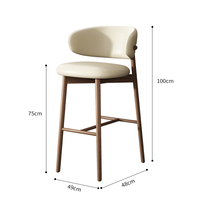 Tabouret de bar ergonomique en cuir rembourré, design moderne avec dossier, pour salle à manger, bar à domicile, café et salon