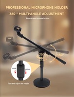 Support de microphone de table réglable avec base lestée et poignée souple pour caissons de basses à embrayage rotatif, amplificateurs de guitare et instruments de musique