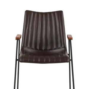 <span class=keywords><strong>Fauteuil</strong></span> en <span class=keywords><strong>cuir</strong></span> PU <span class=keywords><strong>marron</strong></span> <span class=keywords><strong>foncé</strong></span> de style vintage avec cadre en fer pulvérisé noir pour bureau et salon - Product Image 1