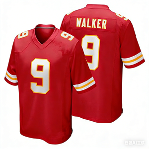 Nuovi Arrivi Maglie Kansas da Uomo # <span class=keywords><strong>Maglia</strong></span> da Football Americano 9 Kenneth Walker III, Completamente Ricamata, Rossa e <span class=keywords><strong>Bianca</strong></span>, Vendita all'Ingrosso - Product Image 5