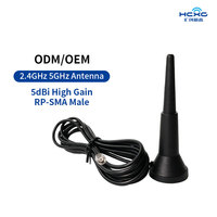Antena Magnética Omnidireccional de Alta Ganancia de Doble Banda 2.4G 5.8G 5dBi, Impermeable IP67, con Conector RP-SMA Macho y Cable RG174 de 2M