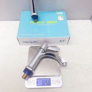 Grifo monomando para lavabo, montaje en cubierta, cromo, moderno, con válvula de plástico, un solo orificio - Product Image 2