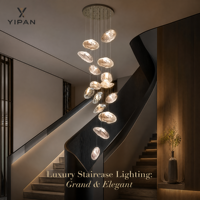 Lustre suspendu moderne et minimaliste en verre doré, design coquille, grande taille personnalisée, pour escalier, économe en énergie, pour la décoration