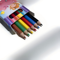 Stock disponible, plusieurs paquets envoyés aléatoirement, crayons de couleur en plastique EN71 de 3,5 pouces, 6 couleurs, non toxiques, crayons à dessin pour enfants, école