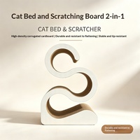 Griffoir et lit pour chat en carton ondulé en forme de S, combo artistique pour chats d'intérieur, vente en gros, OEM