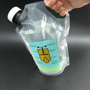 Sac scellé transparent en PE de 1L, pochette souple portable avec bec verseur pour eau minérale, boissons, jus et aliments liquides - Product Image 6