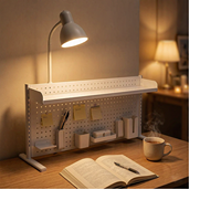 Organisateur de bureau multifonctionnel en métal avec panneau perforé, étagère de bureau pour le bureau et l'étude, support de rangement de table DIY avec crochets