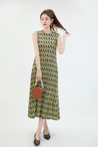 <span class=keywords><strong>Vestido</strong></span> Largo Informal de Otoño para Mujer <span class=keywords><strong>Issey</strong></span> <span class=keywords><strong>Miyake</strong></span>, Diseño Plisado con Patrón de Cuadros, Elegante y a la Moda - Product Image 2