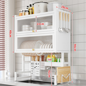 Égouttoir à <span class=keywords><strong>vaisselle</strong></span> double couche étanche en métal XDRD pour évier de cuisine avec portes de placard - Product Image 6