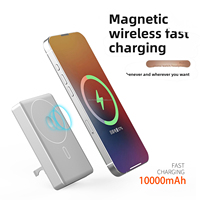 Chargeur sans fil magnétique 3 en 1 portable 5000mAh/10000mAh en alliage d'aluminium, support de téléphone, batterie externe avec affichage LED de charge rapide