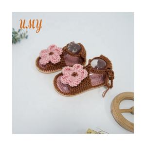 <span class=keywords><strong>Sandalias</strong></span> planas de ganchillo para bebé recién nacido, flores personalizadas, bonitas, de verano, venta al por mayor - Product Image 1