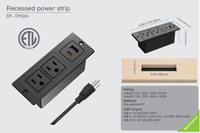 Stopkontak Tersembunyi 2 Stopkontak AC dengan Soket Ekstensi USB Tipe A+C Colokan AS untuk Furnitur NEMA PDU DF-TP02A