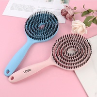 Brosse à cheveux professionnelle de haute qualité avec logo personnalisé, poils de qualité supérieure, pour salon de beauté, démêlage, brosses rondes ventilées, outil de coiffure, peigne, boîte rose