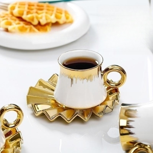 Ensemble de tasses à expresso en porcelaine, design arabe, 6 pièces, 90 ml, tasses à café en céramique réutilisables avec soucoupes - Product Image 3