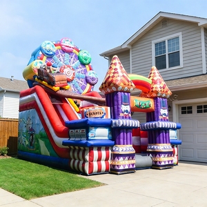 Château <span class=keywords><strong>gonflable</strong></span> avec toboggan, thème grande roue de qualité supérieure, grand château <span class=keywords><strong>gonflable</strong></span> à <span class=keywords><strong>louer</strong></span> pour les fêtes - Product Image 1