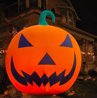 Couverture de piscine gonflable géante en PVC en forme de citrouille d'Halloween - Tente pneumatique de 3m/10ft avec lumières LED, décoration extérieure pour la fête d'automne