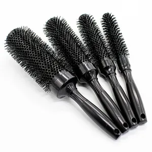 Wholesale Extra Long Round Hair Brushes Private Label Black Ceramic Coating Nano Technology Ionic Hair Brush