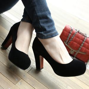 Delle donne della Pelle Scamosciata Sandali Tacco Alto Scarpe Da Festa di Nozze di Spessore Pompe Delle Signore <span class=keywords><strong>Calzature</strong></span> - Product Image 3