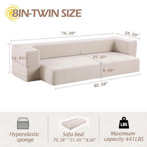 Sofá cama plegable de suelo gris personalizado OEM TenderPlayful, sofá cama convertible - Product Image 3