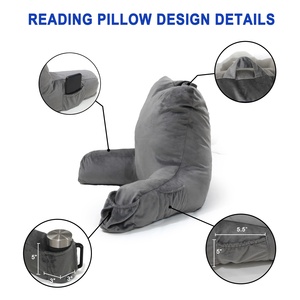 Almohada de lectura con cuña <span class=keywords><strong>para</strong></span> <span class=keywords><strong>cama</strong></span>, <span class=keywords><strong>cojín</strong></span> de descanso grande con brazos y bolsillos, soporte trasero <span class=keywords><strong>para</strong></span> sentarse <span class=keywords><strong>en</strong></span> <span class=keywords><strong>la</strong></span> <span class=keywords><strong>cama</strong></span> con bolsillo - Product Image 3