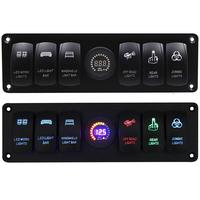 Panneau de commutation à bascule Yuhe 6 gangs - 12V/24V IP65 de qualité marine - Bloc de commutateurs à bascule avec disjoncteurs (réglage LED rétroéclairé, étanche, en acier inoxydable)