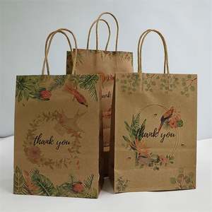 Sacs cadeaux en papier kraft KUAIMA pour mariage, pour les invités, 11 cm, petits emballages pour entreprises, sac en papier imprimé de motifs floraux - Product Image 1